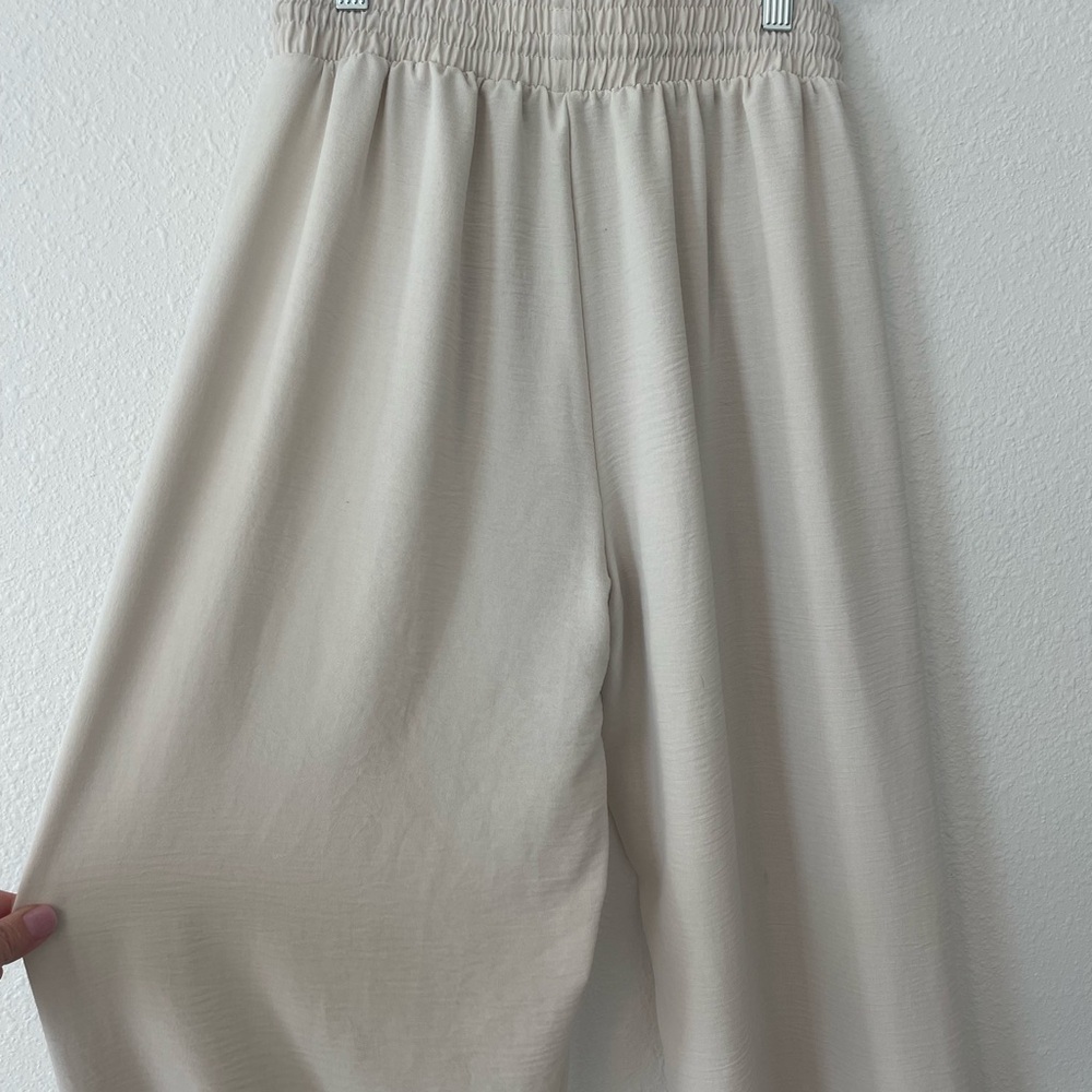 Zara Cream-Beige Wide-Leg Pants